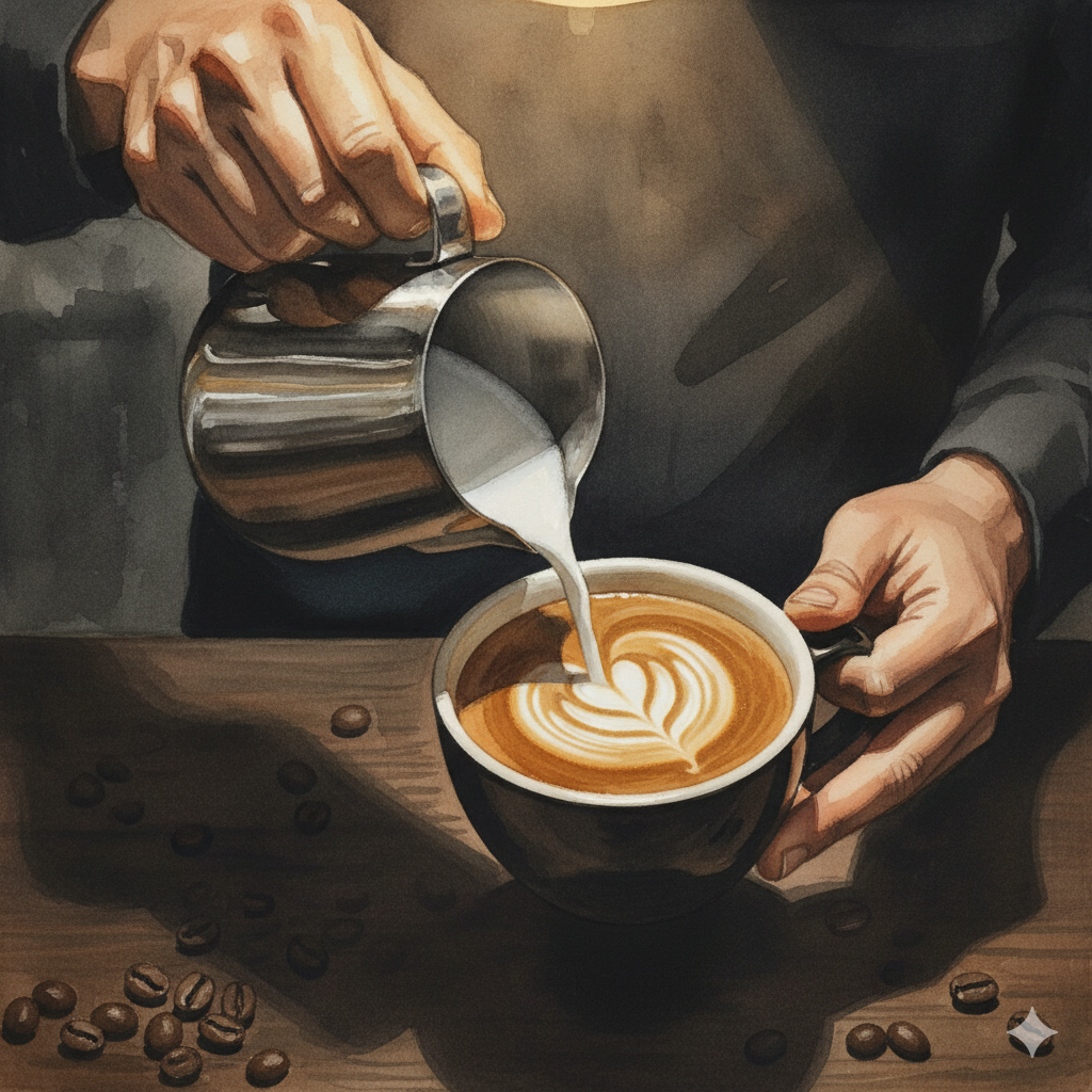 拿鐵拉花水彩畫